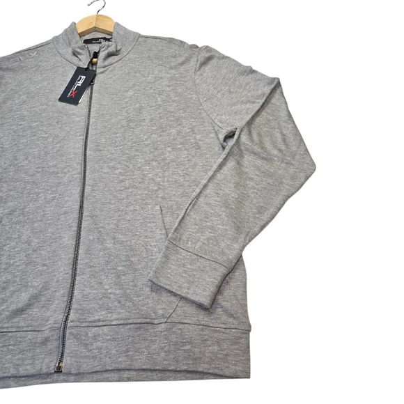 RLX Ralph Lauren Golf Mockneck Jacket Full Zip Stretch Hthr Grey Mens L NWT $228 - Picture 4 of 12